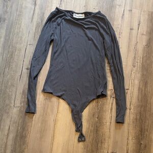 Gray ribbed women’s bodysuit